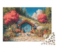 Rompecabezas de 1000 Piezas de la Casa del Hobbit y el Jardín, Cabaña de Gnomos y Jardín para Adultos, Juego Educativo, Decoración del Hogar, Desafío, Regalos de Cumpleaños, 52x38cm/1000 Piezas