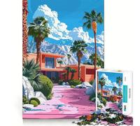 Rompecabezas de 1000 Piezas de la casa Moderna de Mediados de Siglo de Palm Springs para Adolescentes Juguete Que estimula la lógica y Alivia la tensión Borde de Calidad Artículo de Santa Claus