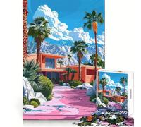 Rompecabezas de 1000 Piezas de la casa Moderna de Mediados de Siglo de Palm Springs para Adolescentes Juguete Que estimula la lógica y Alivia la tensión Borde de Calidad Artículo de Santa Claus