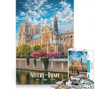 Rompecabezas de 1000 Piezas de la Catedral de Notre-Dame en París Juego de ingenio Entrena tu Cerebro y Tus Manos Ideal para Decorar tu Escritorio 50x75cm