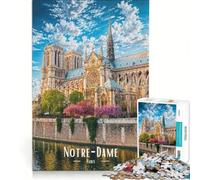 Rompecabezas de 1000 Piezas de la Catedral de Notre-Dame en París Juguete Educativo Carrera de Velocidad Manual con Piezas de Formas aleatorias Que encajan Perfectamente 38x52cm