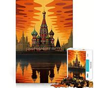 Rompecabezas de 1000 Piezas de la Catedral de San Basilio, Rusia, para Adolescentes Juguete para ejercitar la Mente, para Relajarse Diseño artístico de Corte preciso 38x52cm