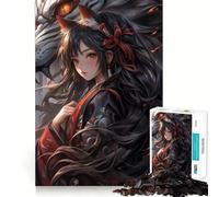 Rompecabezas de 1000 Piezas de la Chica Lobo Samurai para Adultos,Mejora Mental,Juego,Corte láser para un Ajuste, Actividad Nocturna Divertida en Familia (50x75cm)