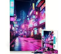 Rompecabezas de 1000 Piezas de la Ciudad Cyberpunk neón para Adultos y Adolescentes Rompecabezas Mental Arte Relajante Regalo Original (38x52cm)