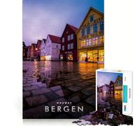 Rompecabezas de 1000 Piezas de la Ciudad de Bergen,Corte preciso,Arte Creativo,Juego para ejercitar la Mente,Juego fácil,decoración navideña (50x75cm)
