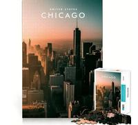 Rompecabezas de 1000 Piezas de la Ciudad de Chicago,Juego Divertido de ingenio,Juego Casual,decoración navideña (50x75cm)
