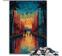 Rompecabezas de 1000 Piezas de la Ciudad de Las Vidrieras para Adolescentes, Juguetes educativos, Regalos antiestrés para el Amigo Invisible a Partir de 14 años (26x38cm)