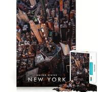 Rompecabezas de 1000 Piezas de la Ciudad de Nueva York,Juego de Corte sin Costuras,Actividad Mental Inteligente,Juego Tranquilo,Divertido,Regalo de cumpleaños,pasatiempo (50x75cm)