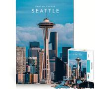Rompecabezas de 1000 Piezas de la Ciudad de Seattle, Corte preciso, decoración, lógica, Pensamiento, Juego, Tiempo de Juego, decoración navideña, Regalo (38x52cm)