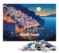 Rompecabezas de 1000 Piezas de la Costa Amalfitana de Italia de Noche, para Adultos y Juegos educativos de Papel para niños (38 x 26 cm / 1000 Piezas)