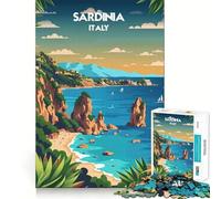 Rompecabezas de 1000 Piezas de la Costa de Cerdeña para Adolescentes Juguete Mental Tiempo de Paz Corte Premium Regalo artístico (38x52cm)