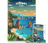 Rompecabezas de 1000 Piezas de la Costa de Cerdeña para Adultos Juguete para ejercitar la Mente Diseño Casual y Relajante Colección de Piezas de Arte para armar (38x26cm)