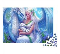 Rompecabezas de 1000 Piezas de la Dama Dragón Blanca, Diosa Elfa con Zorro, para Adultos, Juego Educativo, Hermosa decoración, desafío, Alta dificultad, Regalos de cumpleaños, 38x26cm/1000 Piezas
