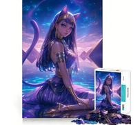 Rompecabezas de 1000 Piezas de la Diosa Celestial Bastet,Arte de Corte Exacto,Rompecabezas de lógica,Juego de Ocio,diversión,decoración navideña para la Pared (38x52cm)