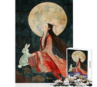 Rompecabezas de 1000 Piezas de la Diosa de la Luna con Conejo antiestrés cumpleaños Juego Educativo con Piezas aleatorias Que se entrelazan Tamaño 38x26cm