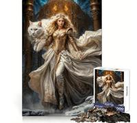 Rompecabezas de 1000 Piezas de la Diosa Freya, Gato Blanco, para Adolescentes Juguete de lógica Clara, Ligero y Relajante Corte Perfecto Regalo conmovedor (50x75cm)
