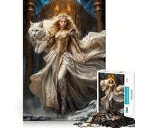 Rompecabezas de 1000 Piezas de la Diosa Freya, Gato Blanco, para Adolescentes Juguete Educativo para Toda la Familia Corte de Calidad Regalo Elegante (38x52cm)