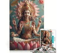 Rompecabezas de 1000 Piezas de la Diosa hindú Lakshmi Juguetes para armar desafío difícil con Piezas de Formas aleatorias Que encajan Perfectamente 38x52cm