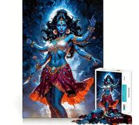 Rompecabezas de 1000 Piezas de la Diosa Kali de Piel Azul con múltiples Brazos,articulaciones afiladas,Juguete de construcción Que fomenta la concentración,Juego Tranquilo,diversión para cumpleaños