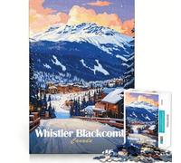 Rompecabezas de 1000 Piezas de la estación de esquí Whistler Blackcomb para Adolescentes Juego de concentración Mental Corte de precisión Bordes Lisos Ideal para Rellenar Calcetines navideños