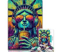 Rompecabezas de 1000 Piezas de la Estatua de la Libertad de Pop Art para Adolescentes, Juegos educativos, decoración del hogar, Adecuado para decoración de Escritorio, 50x75cm