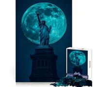 Rompecabezas de 1000 Piezas de la Estatua de la Libertad y la Luna para Adolescentes Juguete de lógica Mental Tiempo Libre Bordes Finos 38x26cm