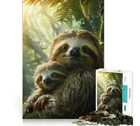 Rompecabezas de 1000 Piezas de la Familia de Animales Perezosos para Adolescentes Recuerda, Mejora, Calma, Mente Clara, Arte Coleccionable 50x75cm