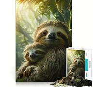 Rompecabezas de 1000 Piezas de la Familia de Animales Perezosos para Adultos Juguete de lógica Pura Diversión Relajante Corte preciso Regalo increíble 38x52cm
