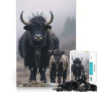 Rompecabezas de 1000 Piezas de la Familia de Animales Yak para Adultos Mejora la Capacidad Mental Juego Cortado con láser para un Ajuste Actividad Nocturna Divertida en Familia (50x75cm)