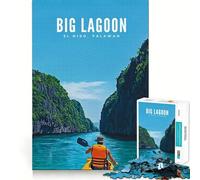 Rompecabezas de 1000 Piezas de la Gran Laguna de El Nido,Palawan Arte de Corte preciso Juego Creativo para ejercitar la Mente Juego fácil Exhibición de Arte navideño (38x52cm)