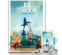 Rompecabezas de 1000 Piezas de la Historia de los Viajes de Londres para Adultos, 1000 Piezas, Juguetes, Juegos educativos, Lista de Deseos para aliviar el estrés con Papá Noel, 75x50cm