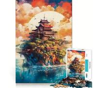 Rompecabezas de 1000 Piezas de la Isla de Las Pagodas para Adolescentes Ideal para estimular la Memoria, Reducir el estrés y Crear un Rompecabezas de Corte Suave Regalo artístico (38x26cm)
