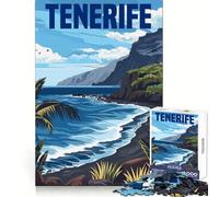 Rompecabezas de 1000 Piezas de la Isla de Tenerife, España, para Adultos Juguete para ejercitar la Mente y Relajarse Corte Perfecto Regalo Memorable 38x52cm