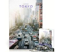 Rompecabezas de 1000 Piezas de la metrópolis de Tokio, Japón, para Adultos y Adolescentes Ideal para ejercitar la Mente, aliviar el estrés y divertirse Cierre Seguro (50x75cm)