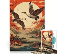 Rompecabezas de 1000 Piezas de la Mitología Japonesa con diseño de grulla para Adultos Juguete de lógica Fina, silencioso y Divertido Bordes limpios Regalo Memorable (38x52cm)
