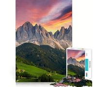 Rompecabezas de 1000 Piezas de la Montaña Santa Maddalena para Adolescentes Juguete de lógica, Sencillo y Divertido Bordes Suaves Regalo Elegante (38x52cm)