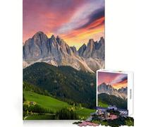 Rompecabezas de 1000 Piezas de la Montaña Santa Maddalena para Adolescentes Juguete de lógica, Sencillo y Divertido Bordes Suaves Regalo Elegante (38x52cm)