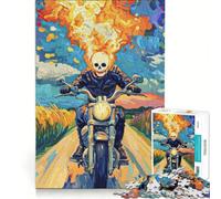 Rompecabezas de 1000 Piezas de la Motocicleta Ghost Rider, Juego Interactivo, Entrena tu Cerebro y Tus Manos, cumpleaños y Navidad 38x26cm