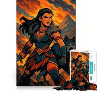 Rompecabezas de 1000 Piezas de la Mujer Guerrera Lobo para Adolescentes Entrenamiento de Memoria Diversión conexión Limpia y sin Fisuras Actividad grupal Relajante para Interiores (50x75cm)