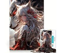 Rompecabezas de 1000 Piezas de la Niña Samurai Lobo Juego cognitivo Divertido con Estructura de Encaje preciso Actividad para Fortalecer los Lazos Familiares (50x75cm)