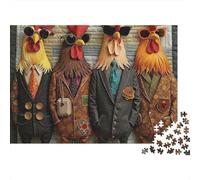 Rompecabezas de 1000 Piezas de la pandilla de gallos Elegantes: gallos Vestidos con Gafas de Sol y Trajes para Adultos. Juego Educativo. Hermoso desafío Decorativo. Regalos de cumpleaños. 38 x 26 cm
