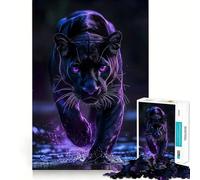 Rompecabezas de 1000 Piezas de la Pantera Negra con Ojos Brillantes Ideal para decoración,un Reto Mental,un Juego de Paz o una Pieza de Arte navideña 50x75cm
