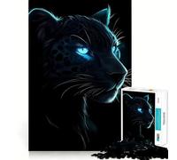 Rompecabezas de 1000 Piezas de la Pantera Negra con Ojos Brillantes,Piezas de Ajuste preciso,Juguete Creativo y Divertido,Ideal para Momentos de diversión acogedores,Regalo de cumpleaños 38x26cm