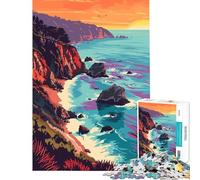 Rompecabezas de 1000 piezas de la playa de Big Sur California Juegos educativos para un desafío de juego educativo Juguete ideal para regalar y pasar el tiempo en casa durante las vacaciones (38x52cm)