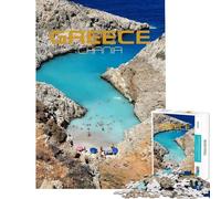 Rompecabezas de 1000 Piezas de la Playa de Chania Grecia Rompecabezas para Adultos Desafío difícil Ayuda a ejercitar el Cerebro cumpleaños 38x52cm
