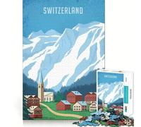 Rompecabezas de 1000 Piezas de la Suiza Alpina para Adolescentes,Juego de Entrenamiento cognitivo,Ajuste Huecos,Compacto y Divertido para Jugar en Familia (38x26cm)