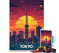 Rompecabezas de 1000 Piezas de la Torre del Atardecer de Tokio para Adolescentes Rompecabezas para desarrollar la Memoria, Relajante y Divertido Diseño para armar Una cálida Sorpresa 50x75cm