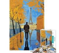 Rompecabezas de 1000 Piezas de la Torre Eiffel Paseo otoñal Actividades Divertidas en casa Carrera de Velocidad Manual Juego Educativo para Mayores de 14 años (50x75cm)