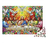 Rompecabezas de 1000 Piezas de la Última Cena con vidrieras. para Adultos a Partir de 12 años. Juegos educativos. Decoración del hogar. Desafío de Alta dificultad. Regalo 70x50cm.