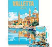 Rompecabezas de 1000 Piezas de La Valeta,Malta,para Adultos Juego de Habilidad Mental Corte láser para un Ajuste Actividad gratificante para días lluviosos (38x26cm)
